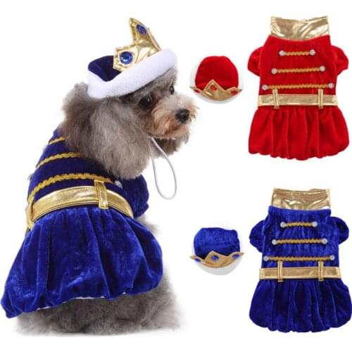 Funny King Dog Costume Pet Dog Cat Clothes With Hat Fancy Puppy Apparel Jacket Halloween Dress Costumes For Cat Small Large Dog
