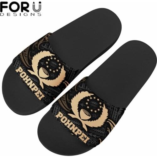 FORUDESIGNS Sandals Women 2021 Summer Trend Polynesian Pohnpei Tribal Design Non-Slip Flat Flip Flops Men Slides Outdoor Beach