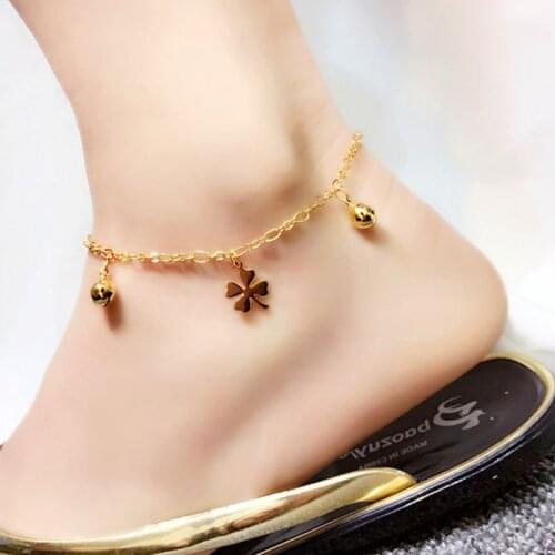 Bohemian Clover Forturn Bag Gold Anklets For Women Foot Ankle Bracelets Jewelry Summer Luxury Female Beach Accessories 2021