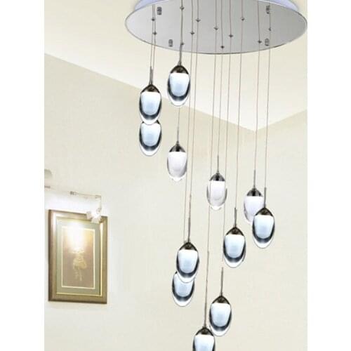 1.5-2.5M led staircase chandelier novelty Oval eggs Acrylic lights stairway stiarwell chandelier Lighting led Lustres De Sala