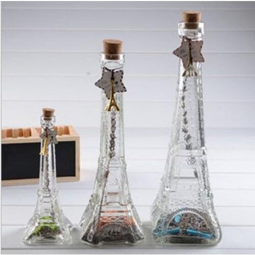 1PC Paris Eiffel Tower glass bottle drift bottles lucky stars Wishing bottle glass tower JL 063