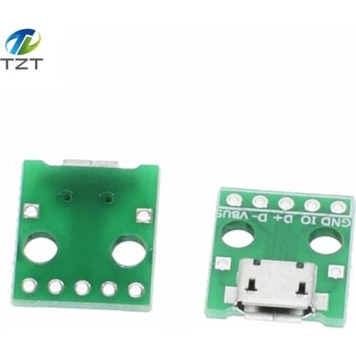 10pcs MICRO USB to DIP Adapter 5pin female connector B type pcb converter pinboard 2.54