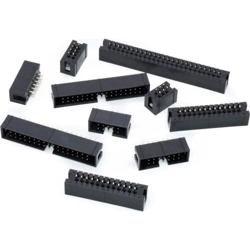 100PCS IDC Socket 6/8/10/14/16/20/26/30/34/40/50 Pin 2x3/4/5/7/40P 50Pin Straight Male Shrouded PCB DC3 2.54mm Box Header JTAG