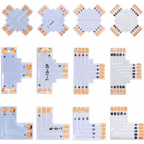 2pin/3pin/4pin/5pin Corner Connector 8mm/10mm/12mm T/L/X PCB Shape Solderless Connector for WS2812 WS2811 Pixel Led Strip Light