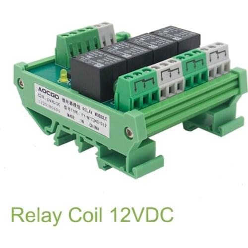 4 Channel T73 Interface Relay Module 12VDC DIN Rail Panel Mount