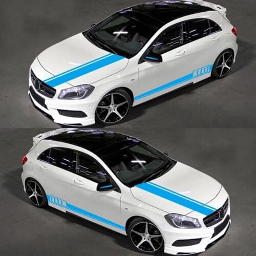 5pcs Racing Stripe Sticker Multifunctional Vinyl Car Hood Rear View Mirror Body Racing Sticker Decorative Car