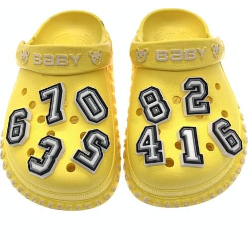 50PCS Wholesale Mix Cartoon Number Croc Jibz Buckle PVC Shoes Charms Wristband Accessories DIY Kids Gifts Shoe Decoration