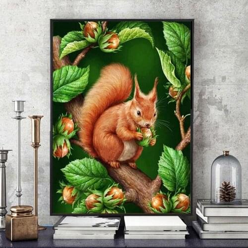 5D Diamond Painting Full Square Round Squirrel Diy Diamond Embroidery Mosaic Animal Handmade Gift Home DecorationZP-4526