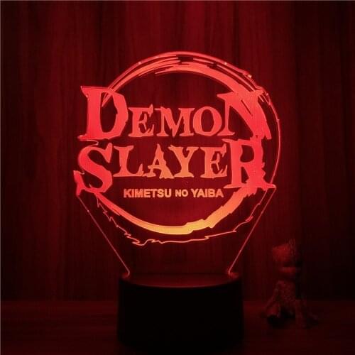 Anime Demon Slayer Big Logo Cool Action Figure 7 Colors Touch Optical Illusion Table Lamp Model 3D Nightlight