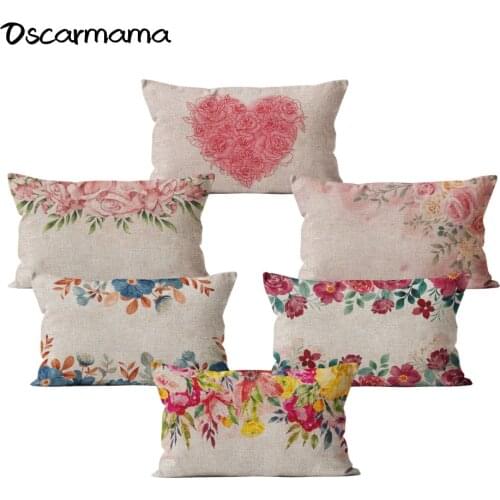 Beige Spring Flower Floral Pillow Case Funda De Cojin 30 x 50 Couche Sofa Garden Rectangular Cushion Cover Housse Coussin Decor