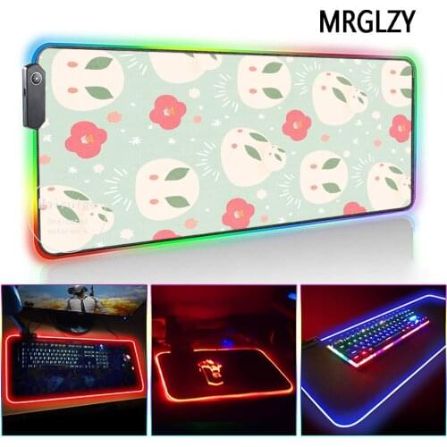 MRGLZY LED Light RGB XL large Mouse Pad Genshin Impact Cute Rabbit Pattern DeskMat PC Laptop Keyboard Gaming Accessories for LOL