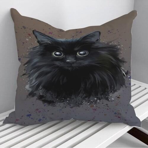 Black Cat Throw Pillows Cushion Cover On Sofa Home Decor 45*45cm 40*40cm Gift Pillowcase Cojines Dropshipping