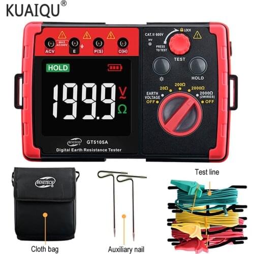 Digital Insulation Resistance Tester 200V Megger DC AC 0-2000 Ohm High Voltage Short Circuit Input Alarm Backlight Data Holding