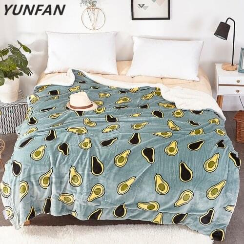 Fruits fleece blankets and throws kids Thick Warm winter Blankets Super Soft duvet luxury Blankets twin queen avocado blankets