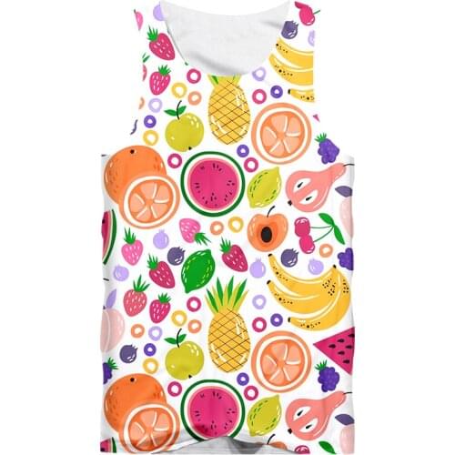 IFPD 3D Tank Tops Men 's Sleeveless Shirts 3D Colorful Fruit Print Beach Summer Casual Vest Plus Size Bodybuilding Fitness Shirt
