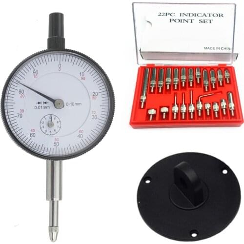 Dial Indicator 0-10mm Lug Back Test Gauge and 22pcs M2.5 Thread Tip For Dial Anvil Point Set Thread 2.5mm