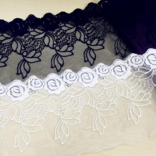 5 Yard/Lot Exquisite lace trim embroidery lace fabric 12cm wide garment accessories black white