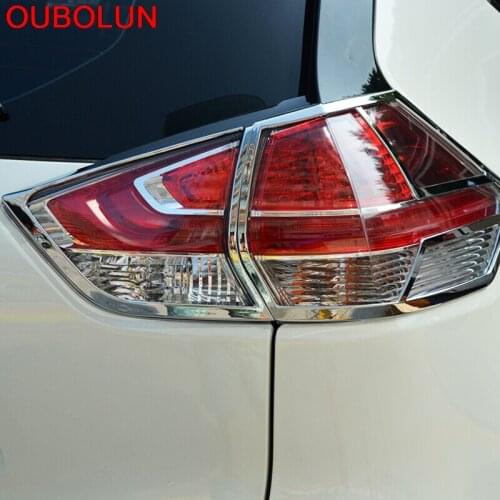 OUBOLUN Car ABS Chrome Rear Lamp Light Cover Tail Light taillight Cover For Nissan Rogue X-Trail X Trail XTrail 2014 2015 4Pcs