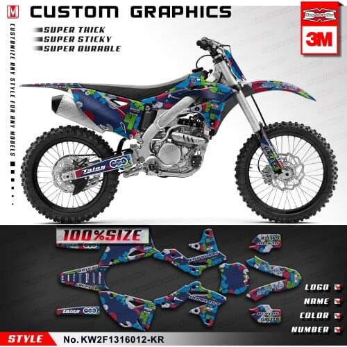 KUNGFU GRAPHICS Dirt Bike Decals Vinyl Sticker Kit Motorcycle Décor for KX250F KX 250F 2013 2014 2015 2016, Customizable