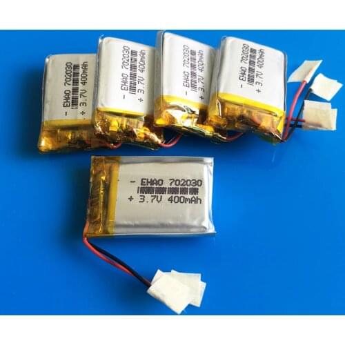 5 pcs 3.7V 400mAh 702030 lithium polymer lipo Rechargeable battery for MP3 MP4 GPS bluetooth headset camera 7*20*30mm