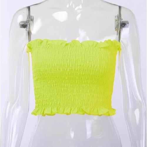 High Elastic Womens Strapless Camisole Sexy Cropped Top Solid Color Summer Club Party Tank Tops WDC4394