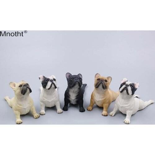 Mnotht 1/6 French Bulldog Face Upward Lying Posture Simulation Dog Model Resin Scene Accessory Toy for Action Figure Collection