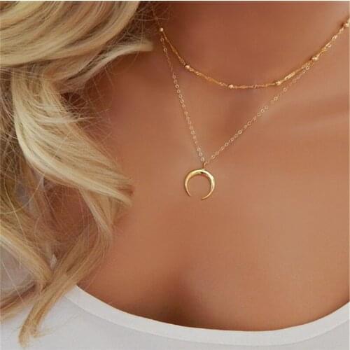 Lusion Jewelry Luxury Star Gold Color Moon Multi-layer Pendands Choker Necklace Statement Collar Chunky Necklaces Wholesale Hot