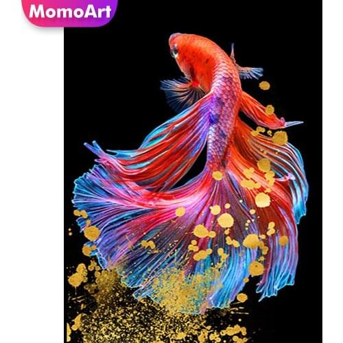 MomoArt DIY Diamond Painting Fish Animal New Arrival Diamond Mosaic Full Drill Square Embroidery Cross Stitch Handmade Hobby