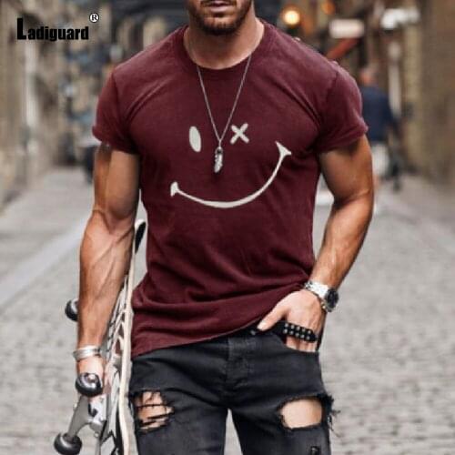 Plus Size 4xl Men Fashion Top Sexy Man Clothing 2021 New Summer Face Expression Print T-shirt Masculinas Casual Tees Pullovers