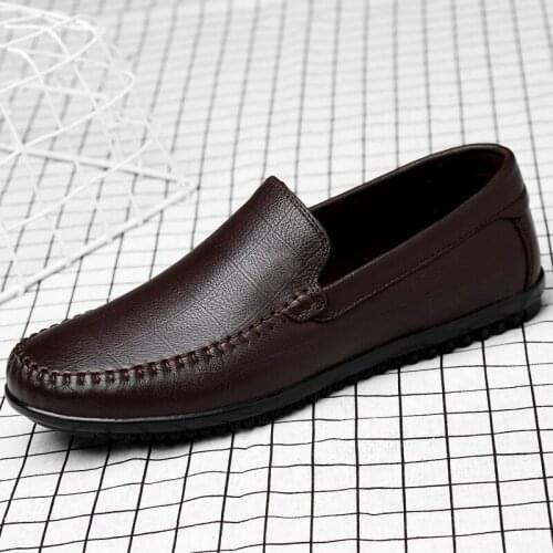 Genuine Leather Men Casual Shoes Italian Men Loafers Moccasins Slip on Men Flats Lightweight Hollow Out Leisure Walk Footwear
