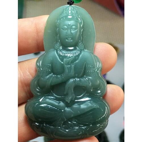Real 7A Myanmar jade Hand-Carved jade guan yin emperor green jade pendant jade necklace pendants jewelry jade necklaces woman