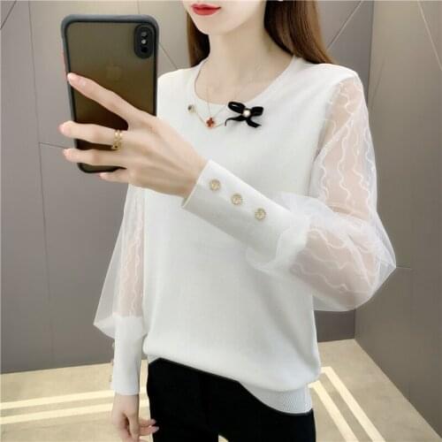 Room 194883 on 3 row 4 】 pure color film of spring clothing chain lace sleeve sweater [1131] 49