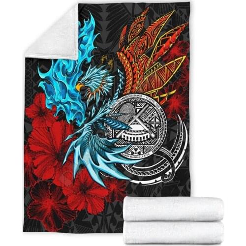 American Samoa Premium Blanket Polynesian Eagle 3D printed Sherpa Blanket on Bed Home Textiles HOME ACCESSORIES