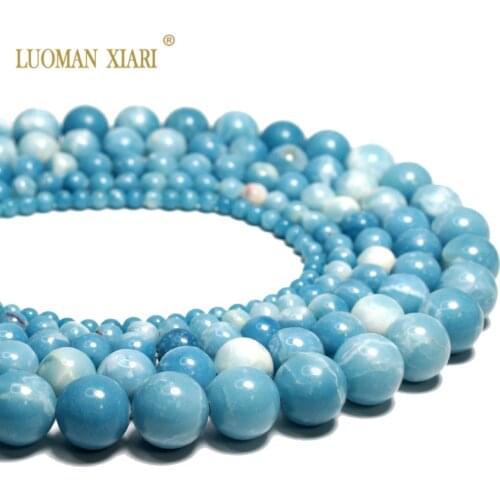 Wholesale AAA 100% Natural China Larimars Blue Round Stone Beads For Jewelry Making DIY Bracelet Necklace 4/6/8/10/12 mm