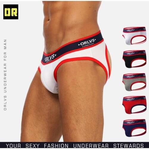 Orlvs mens underwear fashion low waist sexy trend exciting fun double t-pants one hair or146