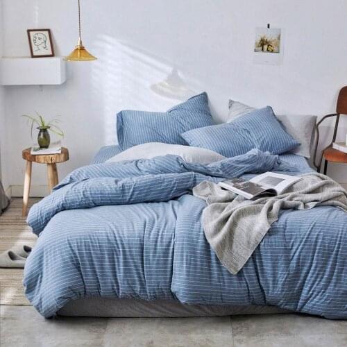 Papa&Mima Japanese Style Bedlinens Knitted Cotton Bedding Set Europe Queen Double King Size Duvet Cover Sets