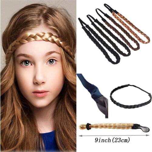 Brown Black Wig Hairband Handmade Braid Headband For Women Ladies Elegant Twist Plait Fake Hair Headware Hair Accessories 1PC
