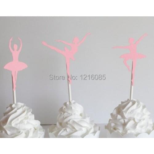 Pink dancers glitter Cupcake Toppers wedding food picks birthday Valentines day bridal shower party decor cake topper