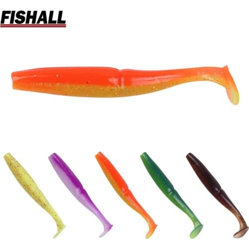 Fishall Soft Lure T-tail 80mm 100mm Double Color Salt Fish Smell Silicone Fishing Bait