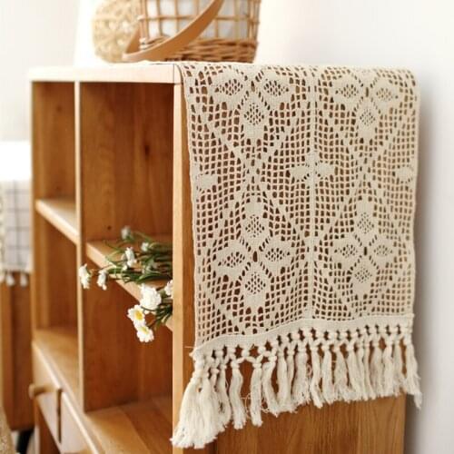 Table cloth cotton crochet rectangular tassel table flag can be customized retro color cabinet desktop decoration
