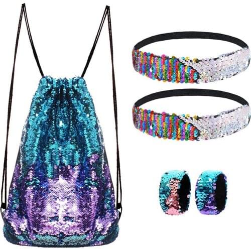 Mermaid Sequins Drawstring Bag Christmas Gifts Double-sided Flip Sequin Backpack Party Favors Girls Birthday Personalized Gift