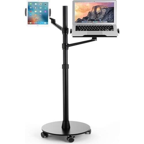 UP-9L Multifunction 3in1 Laptop Floor Stand for All 12-17" Laptop/Tablet PC/Smartphone Holder Height Aadjust Moving Laptop Desk