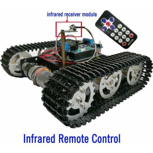 Control Tracked Tank Chassis with Arduino UNO R3 Board+Motor Drive Shield Board by Phone for DIY Robot Project