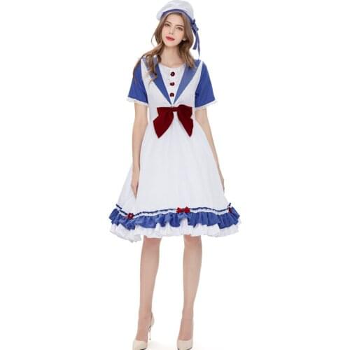 Adult Women Game Maid Lolita Dress Halloween Cosplay Costume Carnival Party Role Play Stage Show Dress Up Outfit