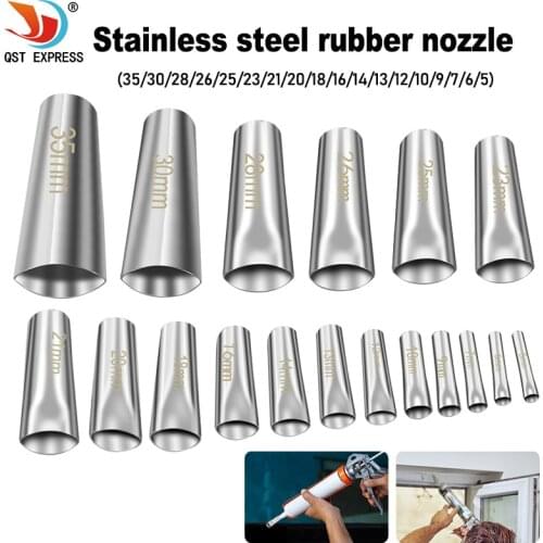 1 set of 5-35mm caulking nozzle applicator gluing tool stainless steel caulking trimmer mortar scraper glue nozzle tool