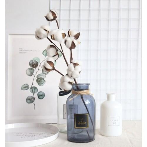 1Pc 10 Heads Dried Cotton Home Decor Naturally Flower Artificial Plants Floral Branch For Wedding Party Decoration Fake Flowers