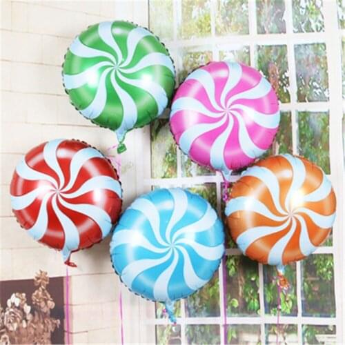 10pcs/lot colorful candy foil balloons 18 inch round lollipop balls wedding Valentines Day birthday party decoration kids globo