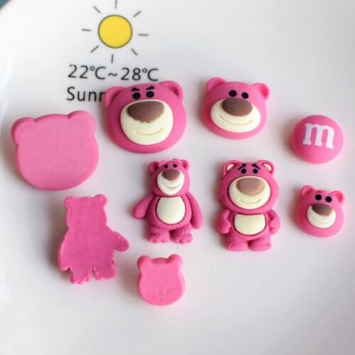 10Pcs Cartoon Strawberry Bear Candy Planar Flat Back Resin Personality Phone Cabochons Embellishments DIY Craft Supplies Patch