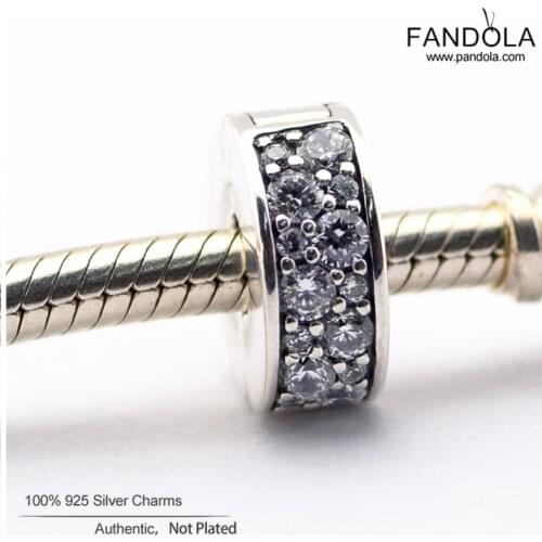 100% 925 Sterling Silver Shining Elegance Silicon Clip Beads Fits Pandora Bracelets Women DIY Charms Silver 925 Jewelry perles