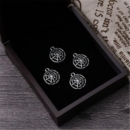 15pcs Silver color Mini Cobweb Charm Alloy Pendant For Bracelet Earrings DIY Metal Jewelry Charm Making A876